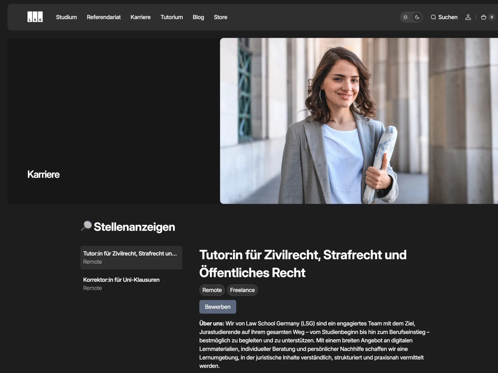 Law School Germany careers page