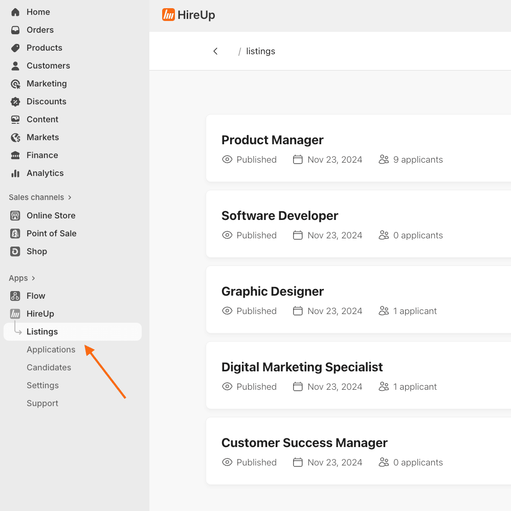 New Shopify sidebar navigation