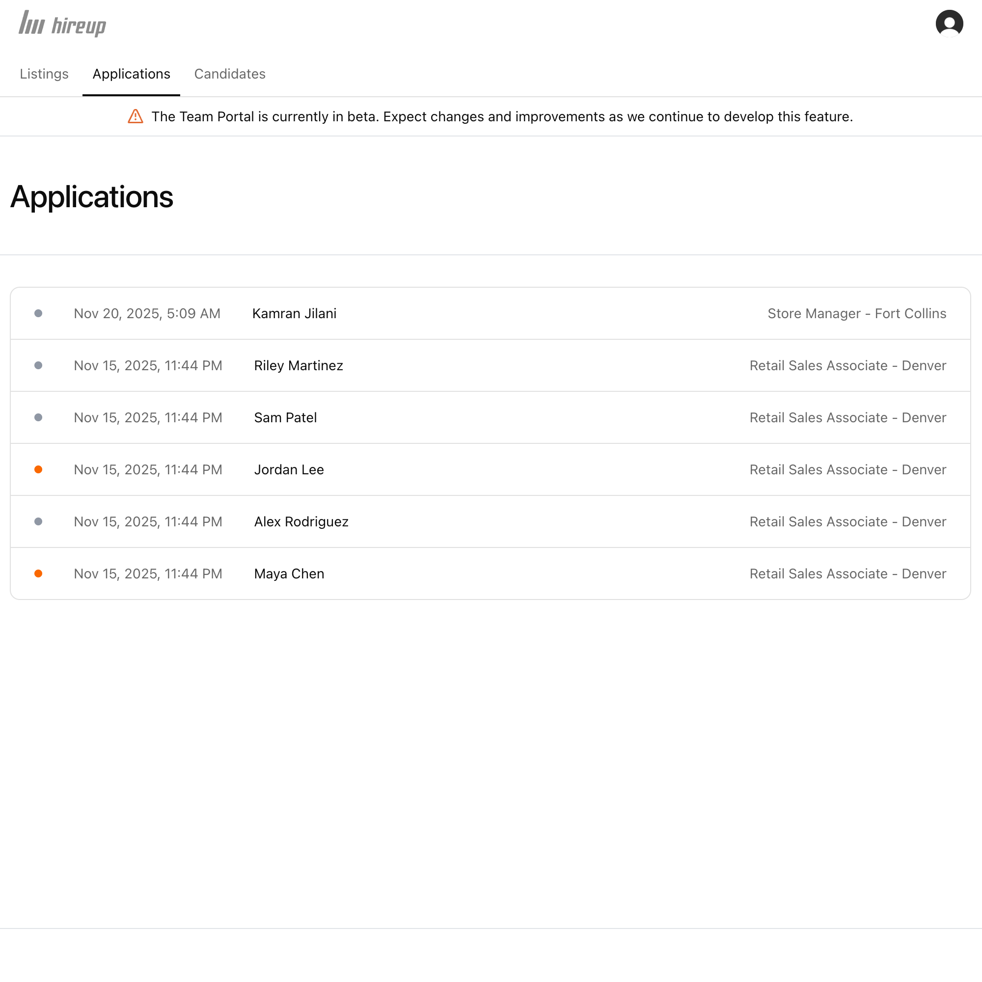 Team Portal Demo button in HireUp Admin